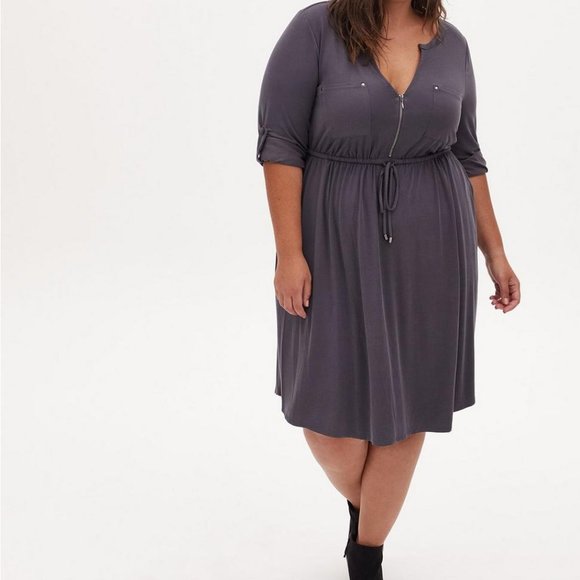 torrid Dresses & Skirts - Torrid Mini Studio Cupro Zip-Front Shirt Dress Sz 1